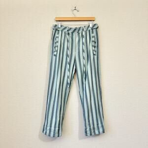 FREE PEOPLE Marielle Pants Blue Striped Cotton Pull On Straight Boho